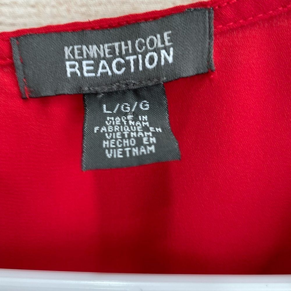 KENNETH COLE REACTION RED TOP WITH RUFFLE FRONT - Picture 4 of 5